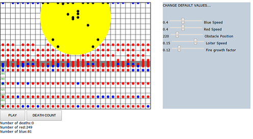 Screen shot from crowd simulation tool